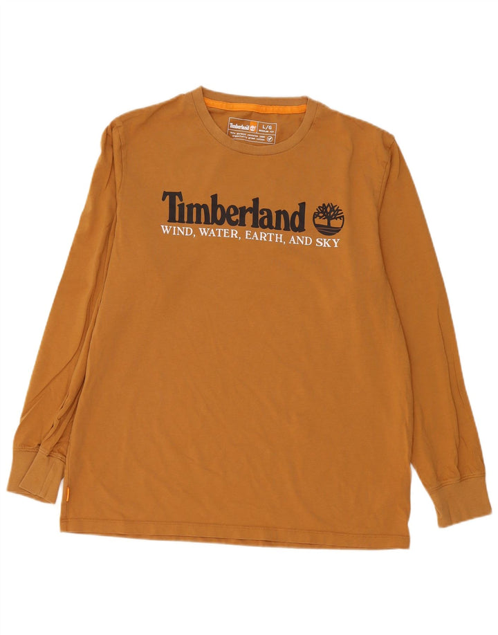 Timberland Herre Regular Fit Grafisk Top Langærmet Stor Brun Bomuld