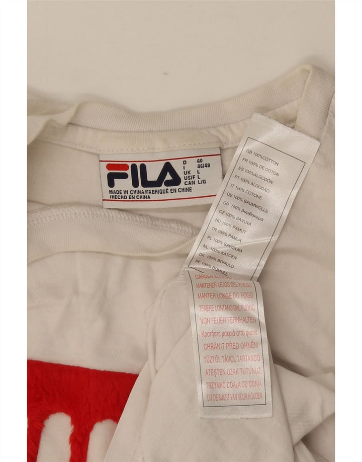 Fila Herre Grafisk T-Shirt Top Stor Hvid Bomuld