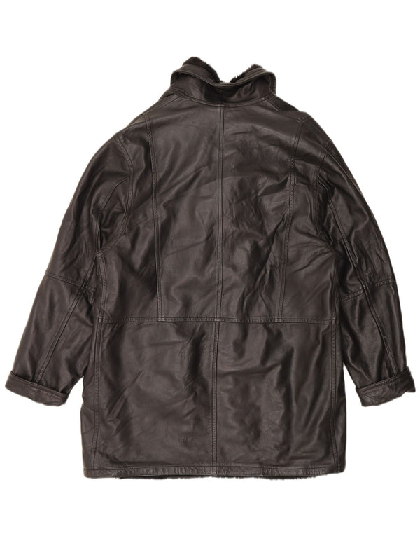 Vintage Herre Shearling Jacket UK 42 XL sort læder