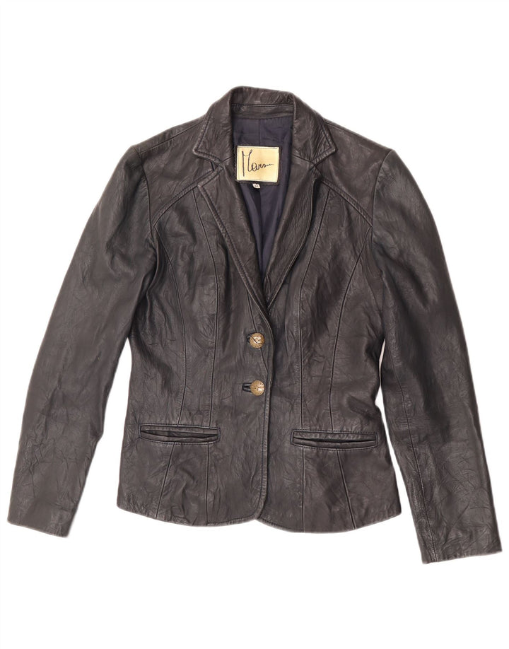 Vintage dame 2-knaps læder blazerjakke IT 44 medium sort læder