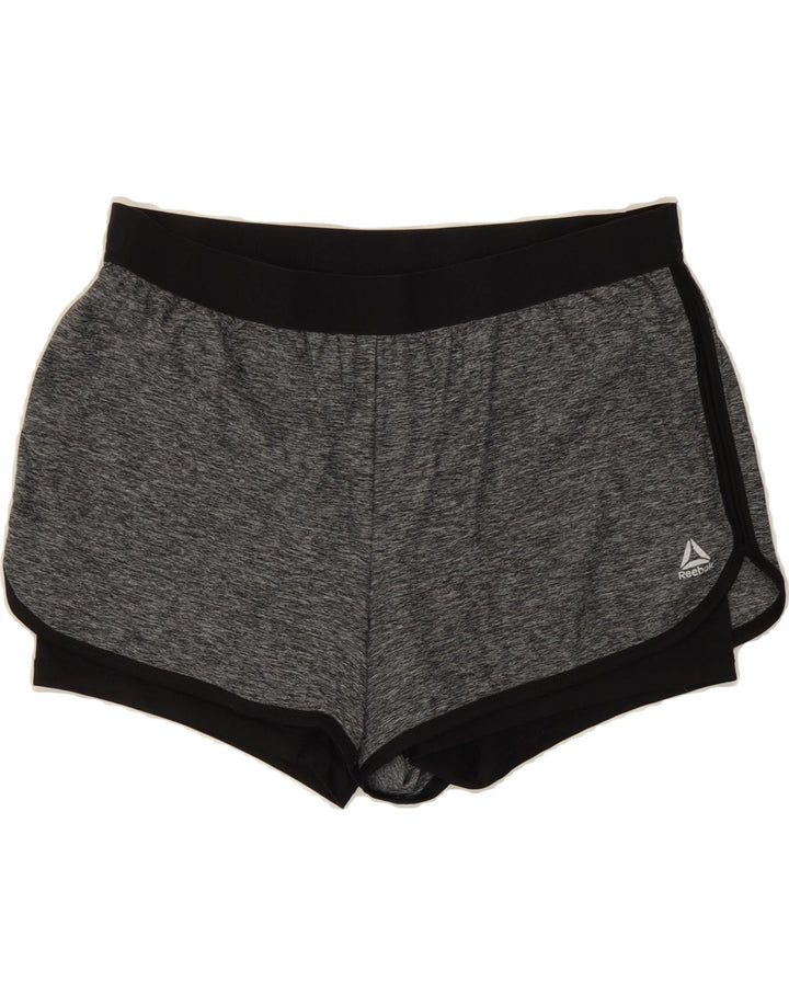 REEBOK Womens Sport Shorts UK 16 Large Grey Colourblock Vintage Reebok and Second-Hand Reebok from Messina Hembry 