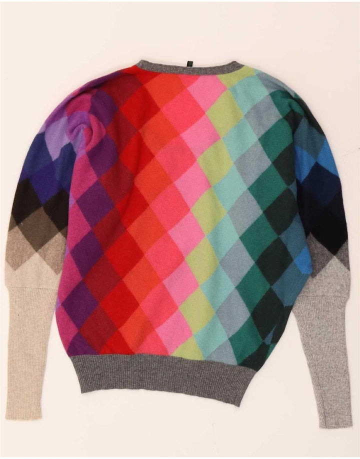 Benetton Dame Boat Neck Jumper Sweater UK 10 Small Multicolored