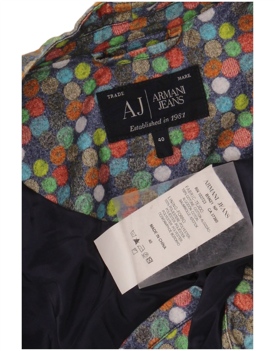 ARMANI JEANS Dame Blazer Jacket IT 40 Lille flerfarvet Polka Dot