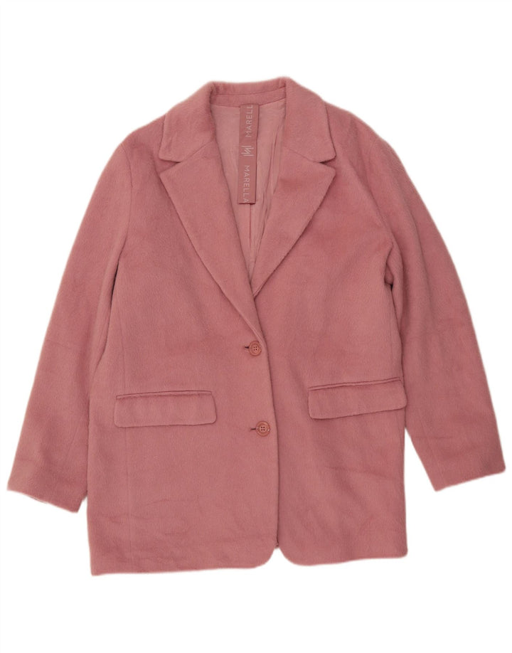 Marella Dame Longline 2 Button Blazer Jacket IT 48 XL Pink Uld
