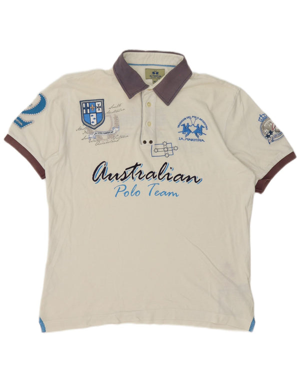 La Martina Mens Australian Polo Team Rugby Polo Shirt XL White Colourblock