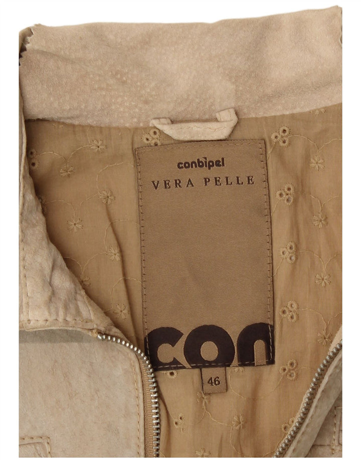 Conbipel Womens Bomber Ruskindsjakke IT 46 Large Beige Læder