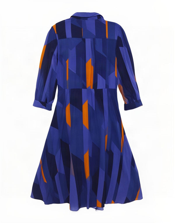 Hobbs 3/4 ærmet maxikjole til kvinder UK 10 Small Blue Geometric