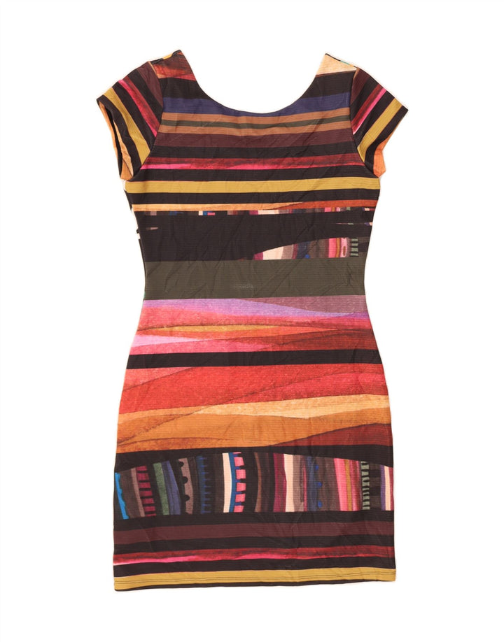 DESIGUAL Womens Abstract Pattern Sheath Dress UK 12 Medium Black Vintage Desigual and Second-Hand Desigual from Messina Hembry 