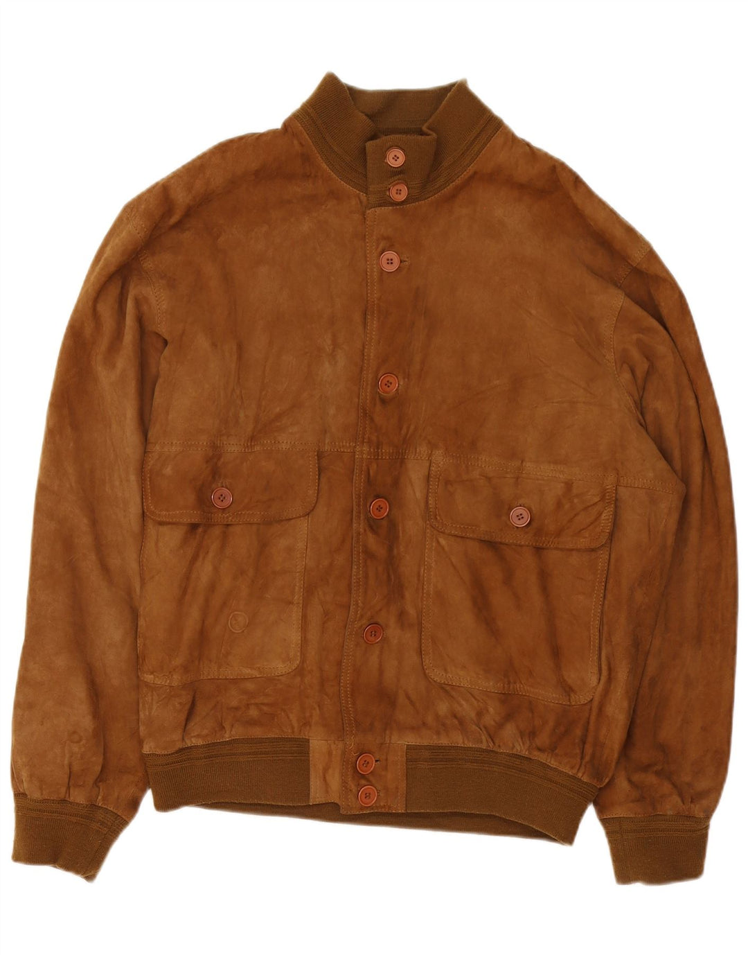 Vintage herre ruskind bomberjakke IT 52 XL brunt læder