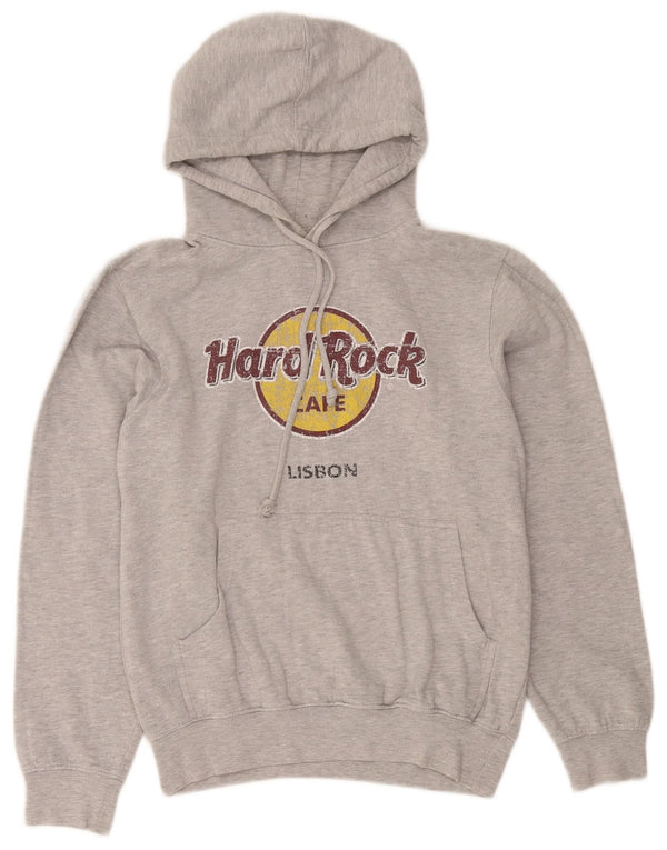 Hard Rock Cafe Dame Lissabon Grafisk Hoodie Jumper UK 14 Medium Grey Bomuld