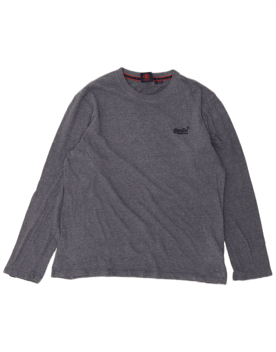 SUPERDRY Herre Top Langærmet XL Blå Flecked Bomuld