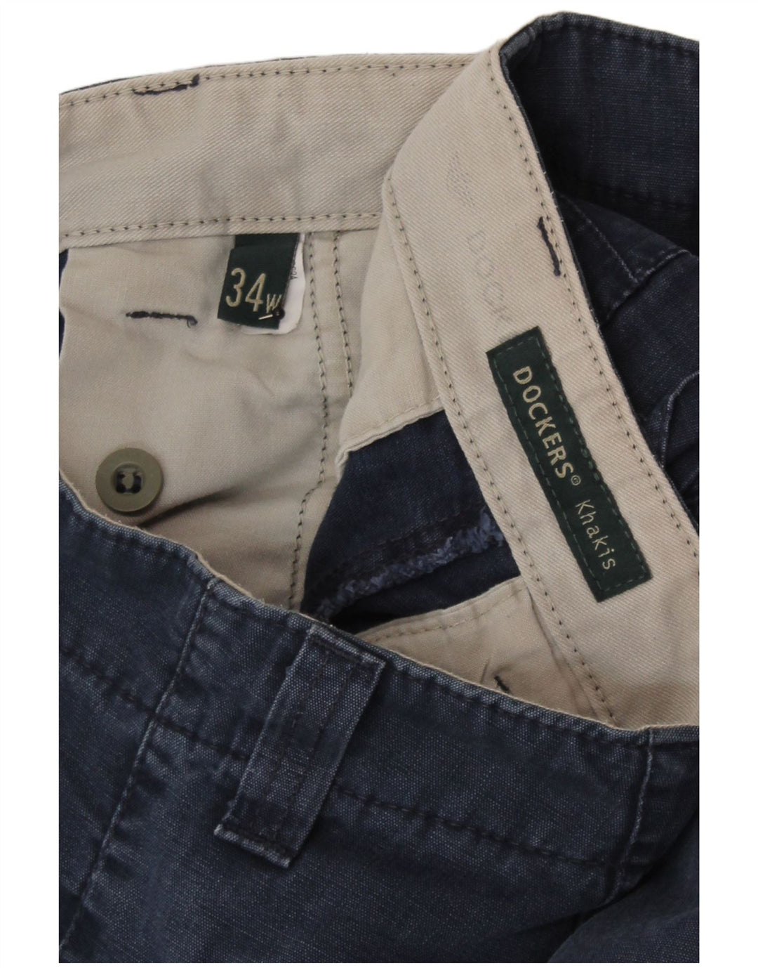 Dockers Herre Khakis Cargo Shorts W34 Large Navy Blue Bomuld