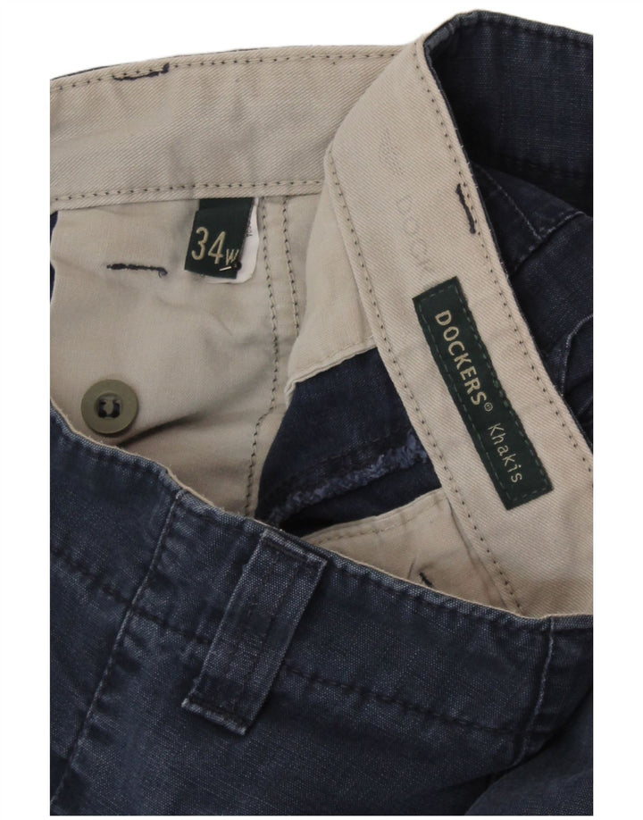 Dockers Herre Khakis Cargo Shorts W34 Large Navy Blue Bomuld