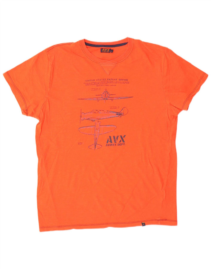 Avirex Herre Grafisk T-Shirt Top Stor Orange