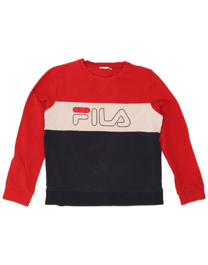 Fila Dame Grafisk Sweatshirt Jumper UK 16 Stor flerfarvet Colourblock