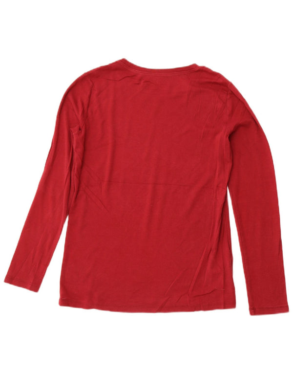 EDDIE BAUER Dame Top Langærmet UK 14 Stor Bourgogne Bomuld