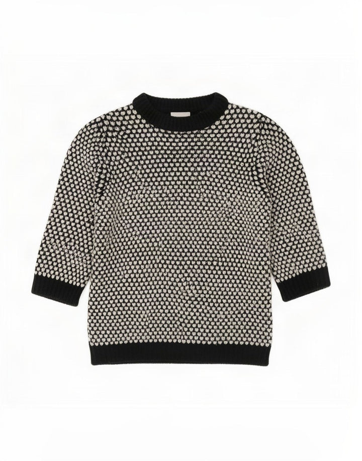 Zara kvinders abstrakt mønster rund hals sweater UK 14 medium sort