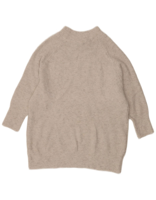 Topshop Dame Longline Turtle Neck Jumper Sweater UK 10 Small Grey Flecked