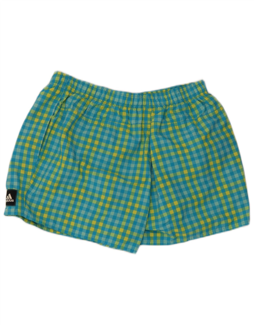 Adidas Badeshorts til mænd, store blå Gingham-polyester