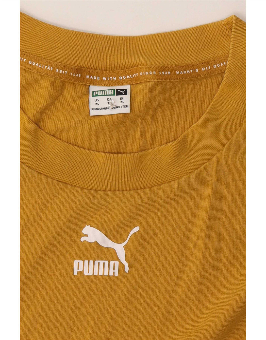 Puma Herre Oversized grafisk T-shirt top XL gul bomuld