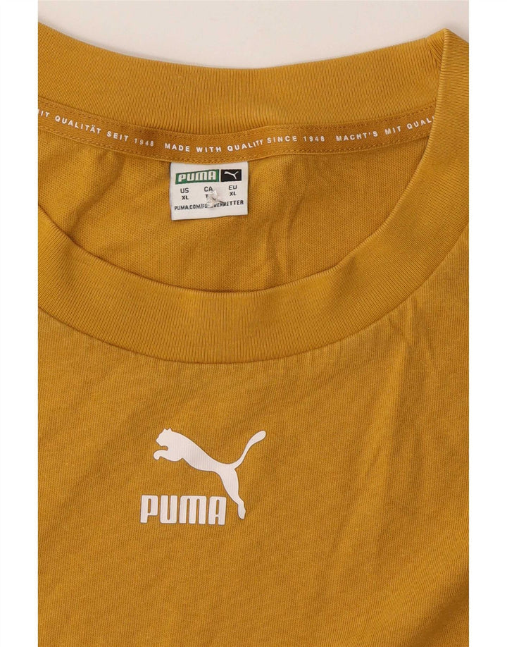 Puma Herre Oversized grafisk T-shirt top XL gul bomuld