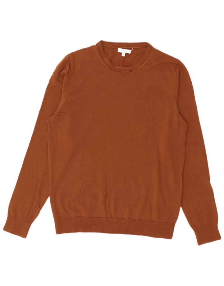 Reiss Herre Crew Neck Jumper Sweater Stor Brun Uld