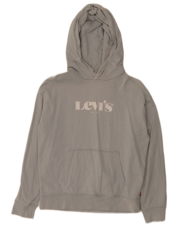 Levi's Graphic Oversized Hoodie Jumper UK 10 Small Grey Bomuld