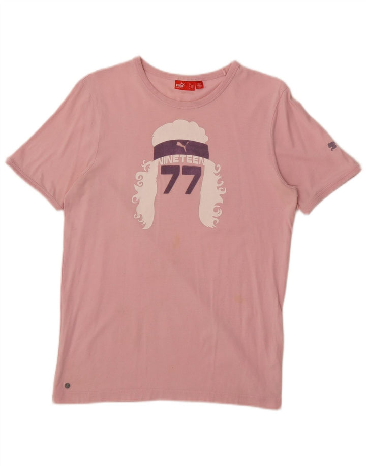 PUMA Womens Graphic T-Shirt Top UK 10 Small Pink