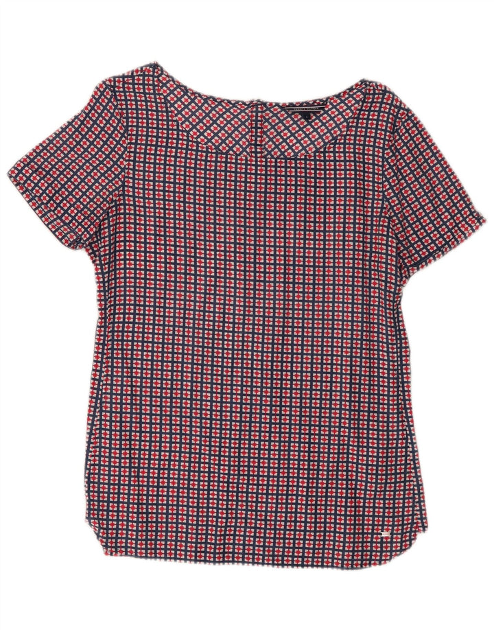 Tommy Hilfiger Damebluse Top US 6 Medium Navyblå Geometrisk Bomuld