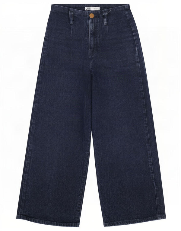 Zara Dame Jeans med brede ben EU 36 XS W26 L23 Marineblå