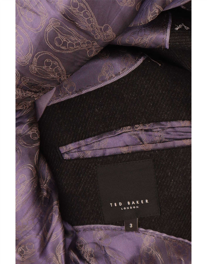 Ted Baker Herre Overfrakke Str. 3 Medium Sort Uld Klassisk
