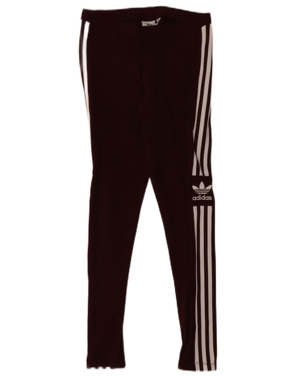 Adidas Dame Grafiske Leggings UK 12 Medium Bourgogne Bomuld