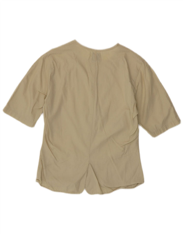 Benetton Dame Kortærmet Bluse IT 42 Medium Beige Bomuld