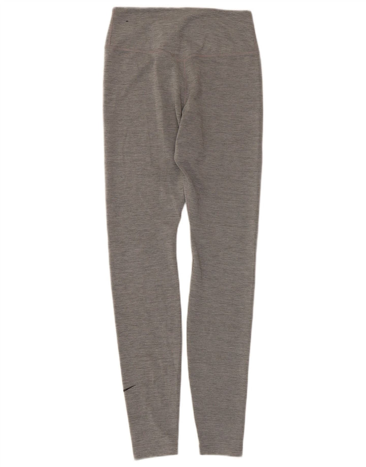 Nike Dame Dri Fit Leggings UK 8 Small Grå Flecked Polyester