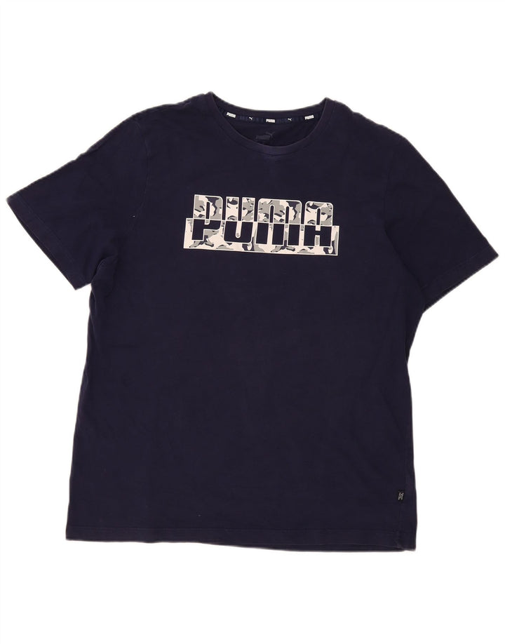 Puma Herre grafisk T-shirt Top Stor marineblå bomuld