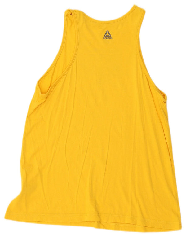 Reebok Dame Les Mills Grafisk Vest Top UK 8/10 Lille Gul