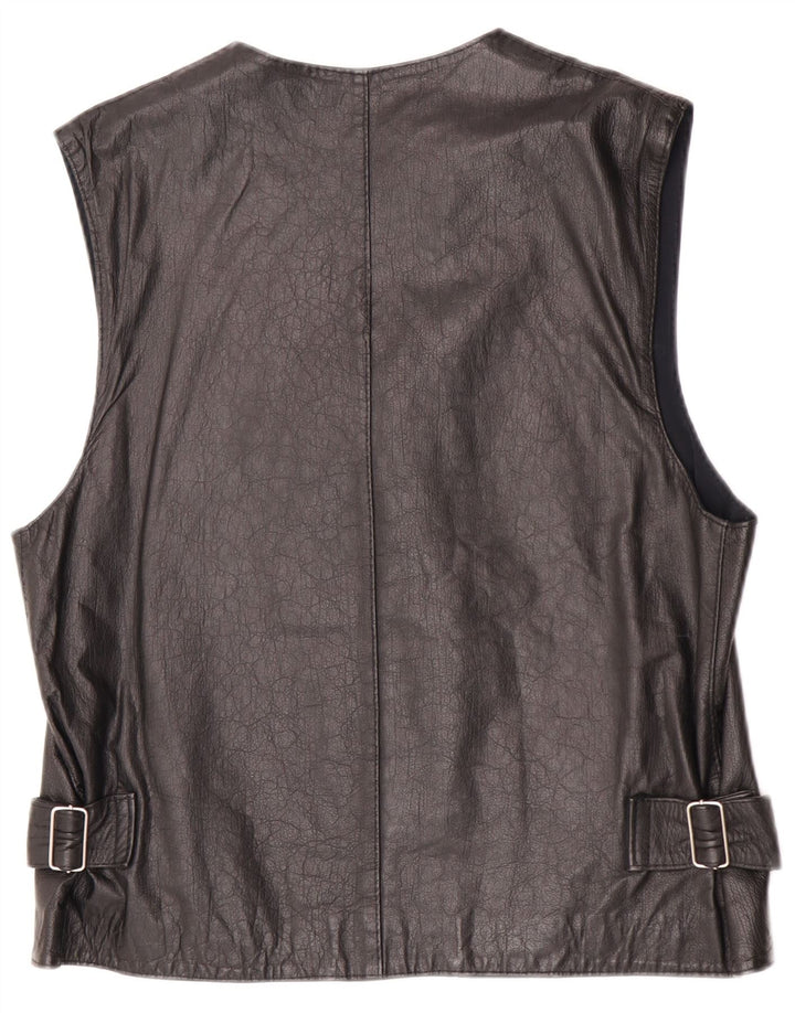 Vintage Herre Læder Gilet UK 36 Small Black