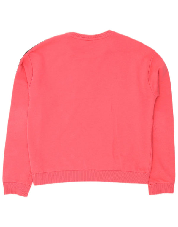 Fila Dame Grafisk Sweatshirt Jumper UK 14 Medium Pink Colourblock Bomuld