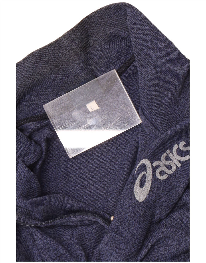 Asics Herre grafisk lynlås-hals sweatshirt jumper stor blå farveblok