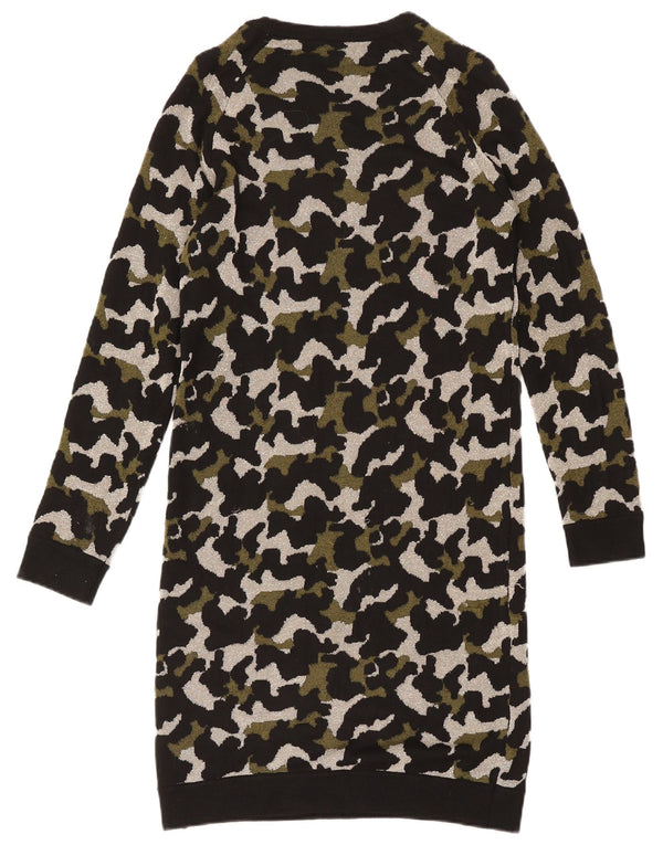 Liu Jo Dame Langærmet Jumper Dress UK 10 Small Black Camouflage Viscose