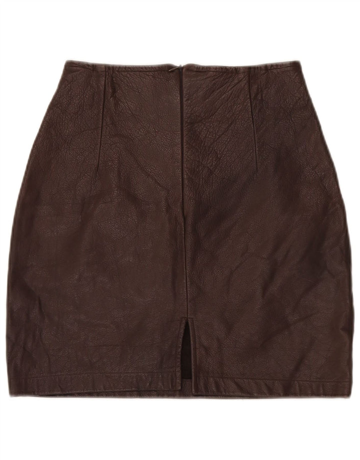 VINTAGE Dame Mini Læder Nederdel W26 Lille Brun