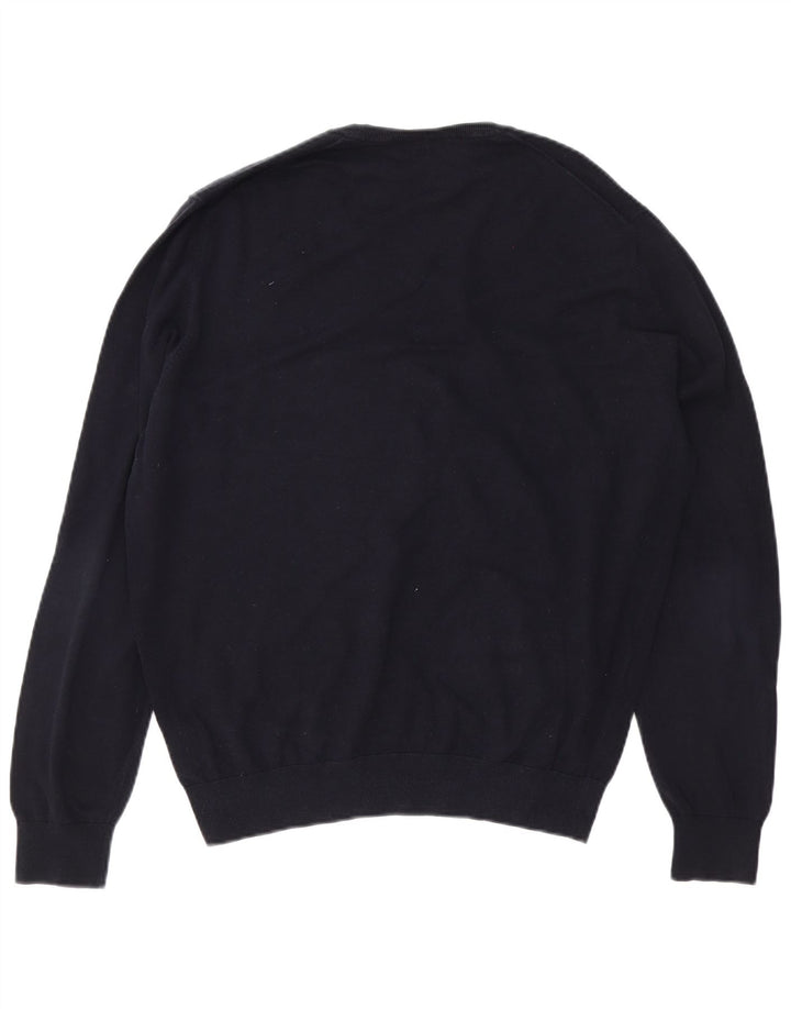 Massimo Dutti Herre V-hals sweater XL marineblå bomuld
