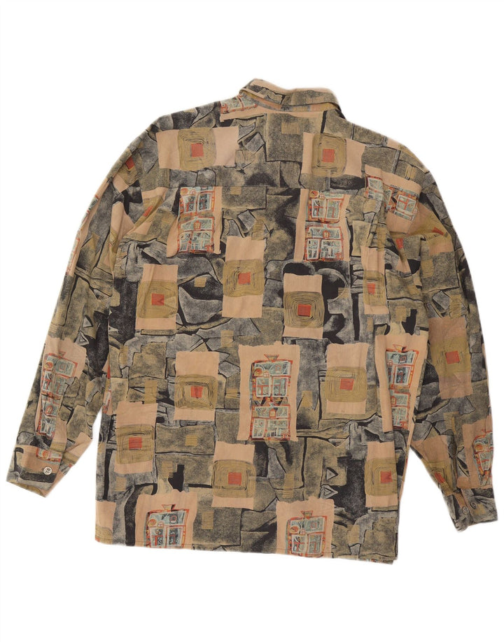Vintage herreskjorte stor flerfarvet patchwork bomuld