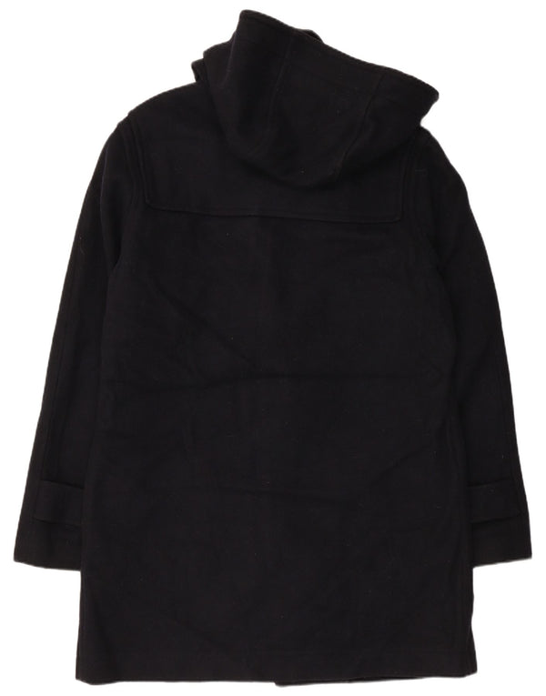 VINTAGE Dame Hooded Duffel Coat UK 18 XL Marineblå Uld