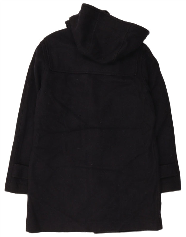 VINTAGE Dame Hooded Duffel Coat UK 18 XL Marineblå Uld