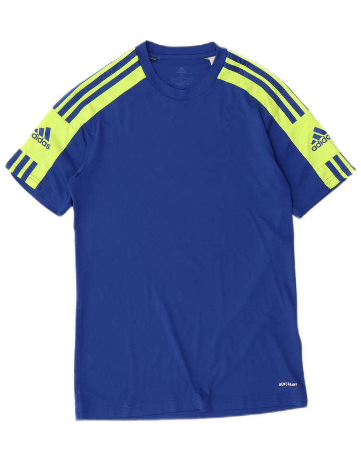 Adidas Herre Aeroready Grafisk T-Shirt Top Lille Blå Colourblock Polyester
