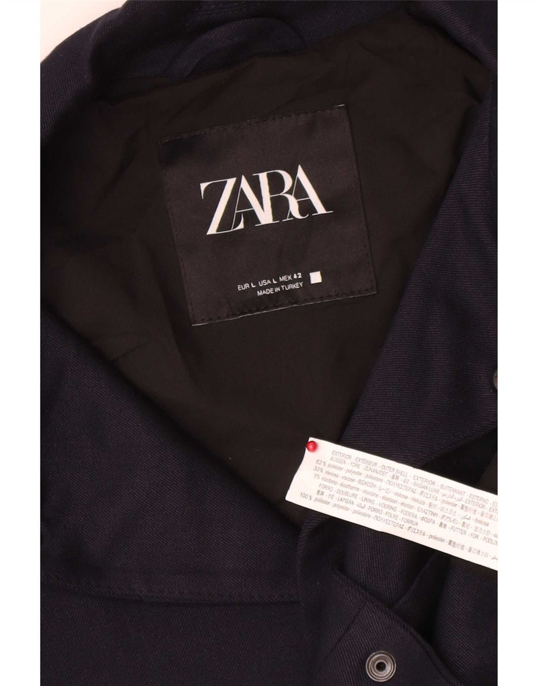 Zara Herre Bomber Jacket UK 40 Large Navy Blue Polyester