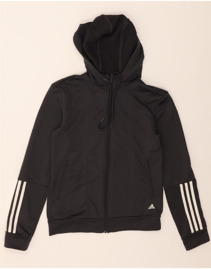 ADIDAS Womens Climalite Zip Hoodie Sweater UK 8/10 Small Grey Polyester Vintage Adidas and Second-Hand Adidas from Messina Hembry 