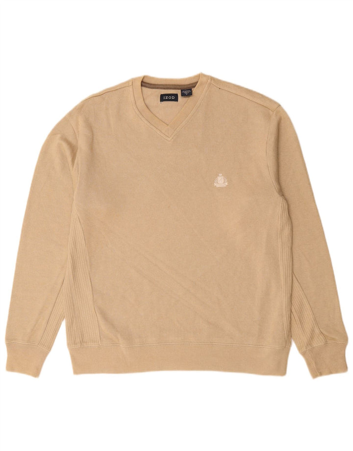 IZOD Herre V-hals sweater lille beige bomuld