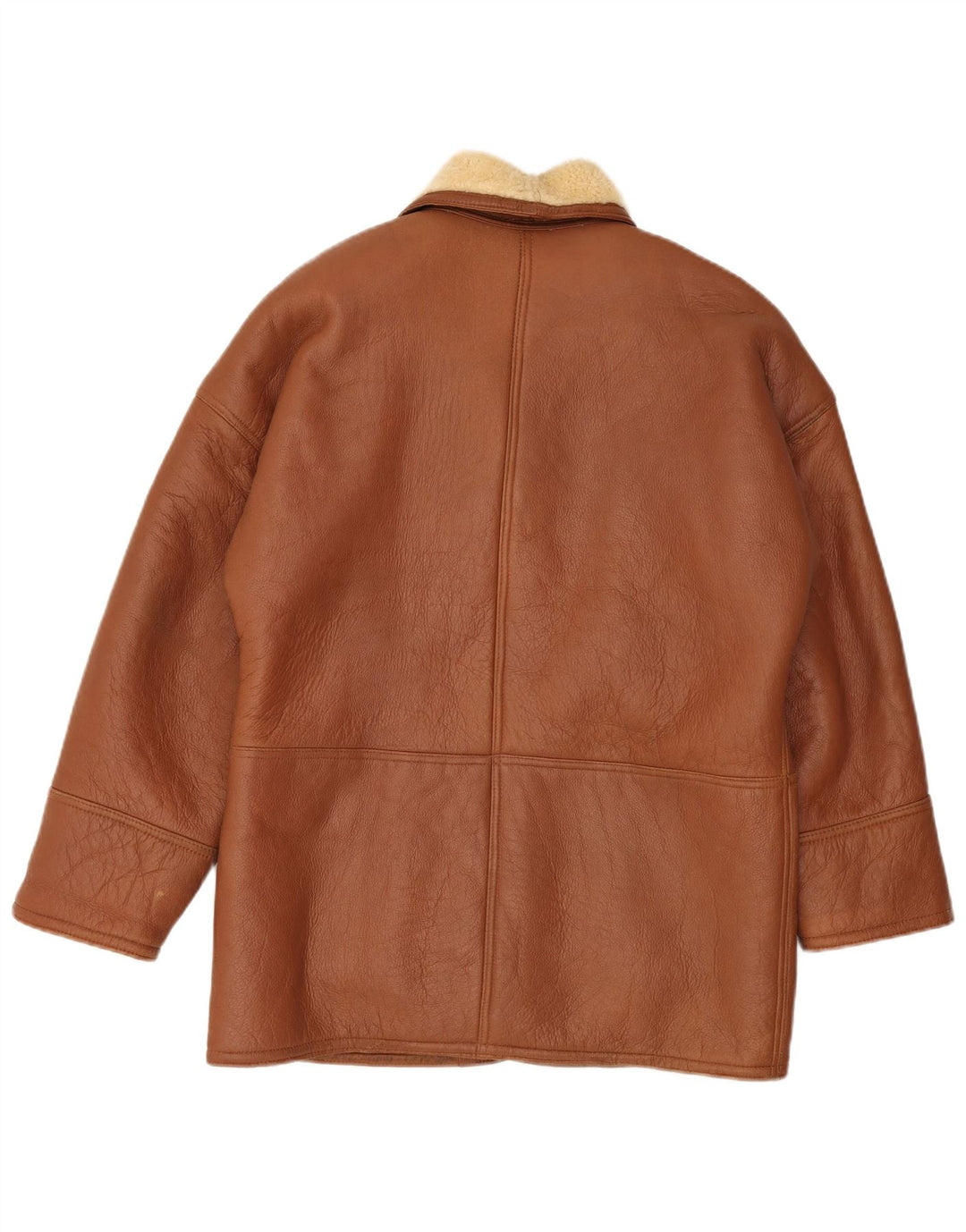 Vintage Dame Oversized Shearling Jacket UK 18 XL Brun Shearling